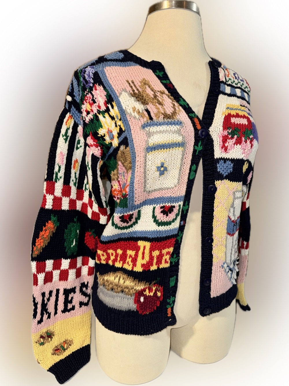 Vintage The Eagles Eye Hand Knit Whimsical Cottage Core Farm House Cardigan